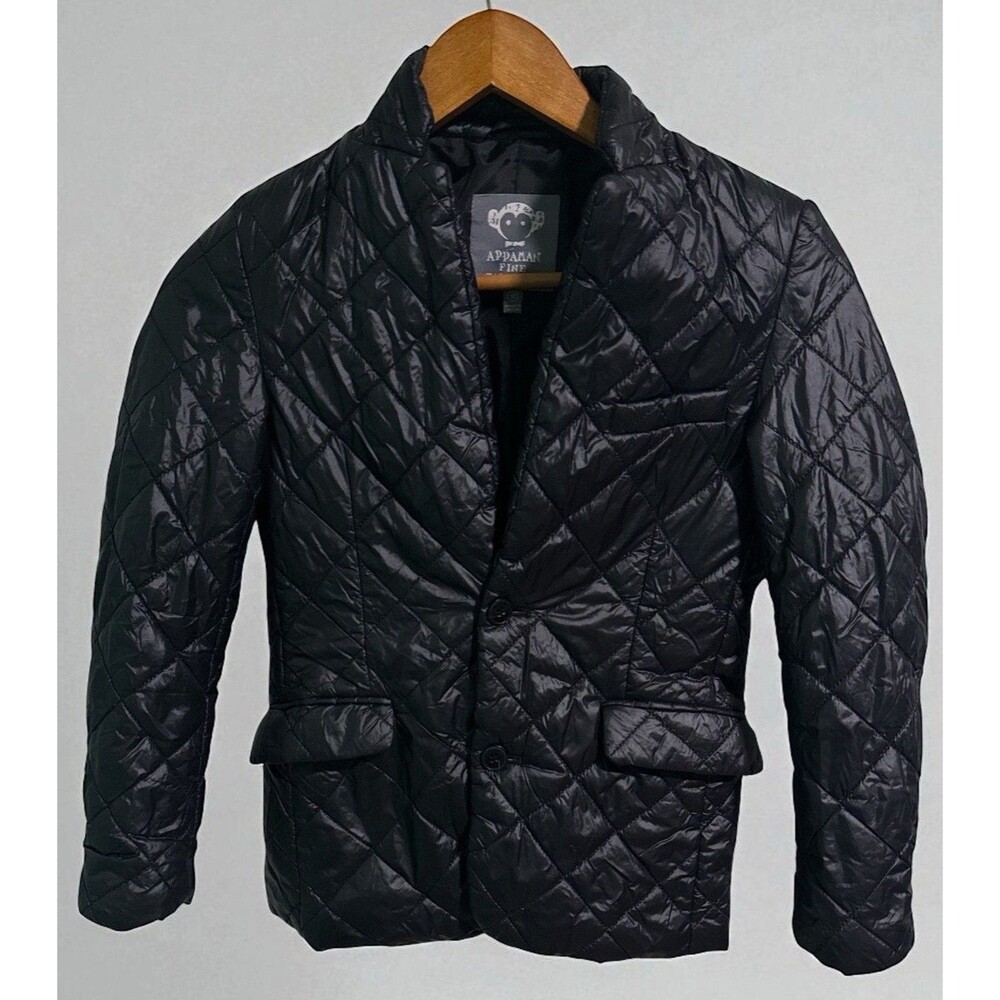 Appaman Boys Quilted Blazer Jacket Size 12 Black Lightweight Puffer Coat